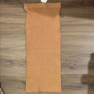 Mango Camel Ribbed Skirt